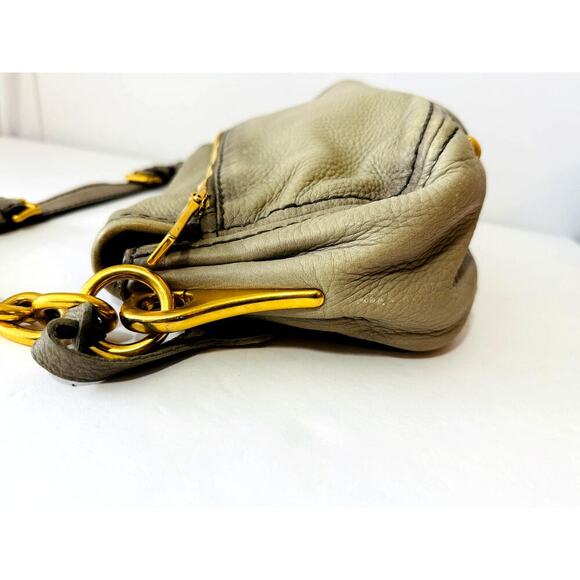 Vintage Prada Handbag Gray Deerskin Leather Cervo Flap Gold Chain COA - Picture 10 of 16